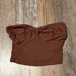 SHEIN Chocolate Twist-Front Crop Top